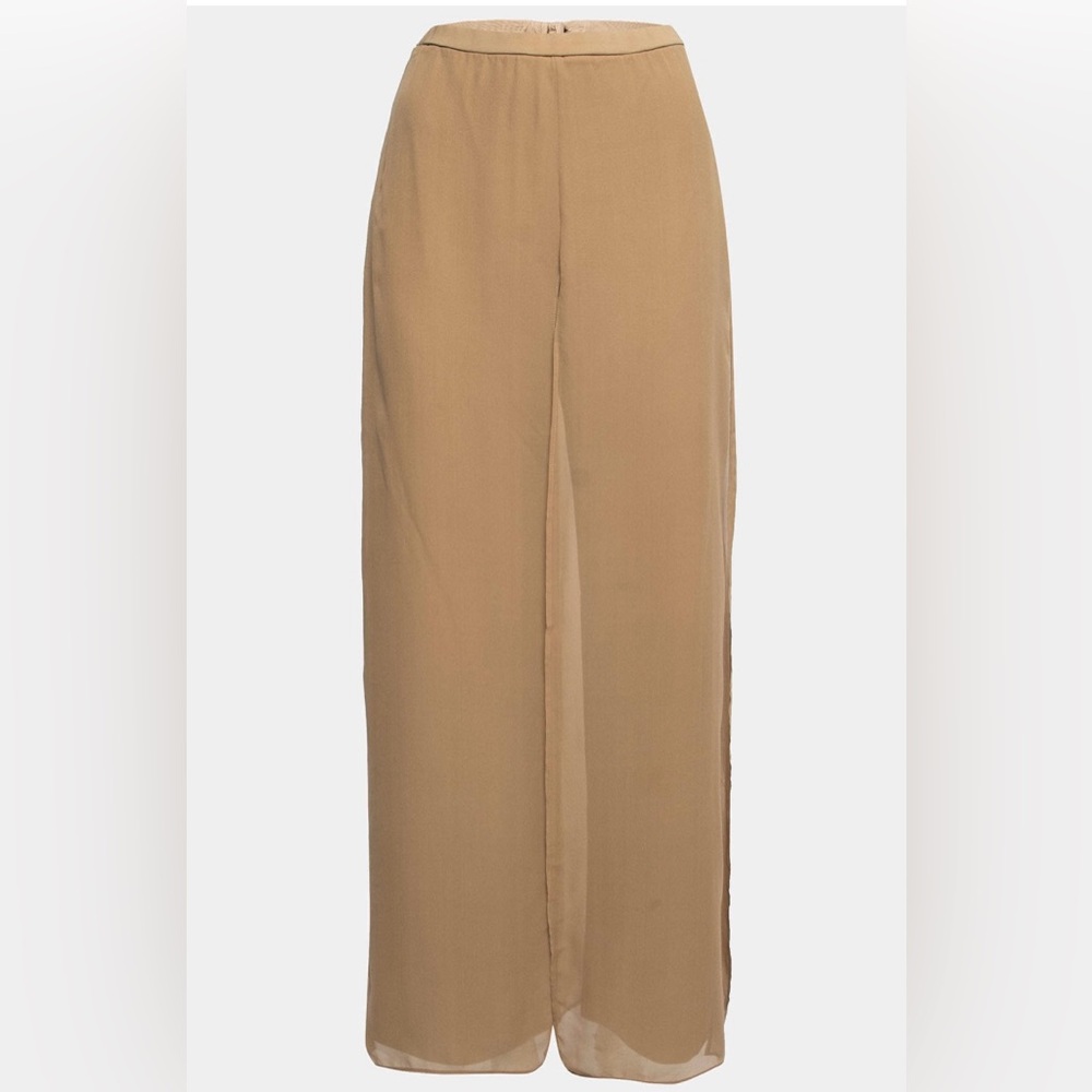 Max Mara - Beige Knit & Silk Overlay Trousers Size: Medium (IT 42)